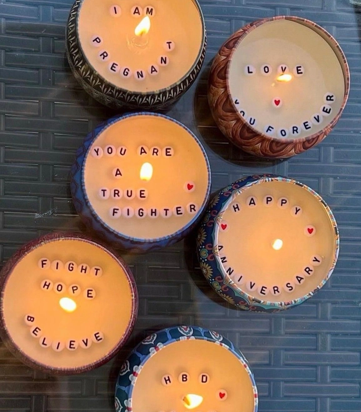 Secret message scented tin candle with lid 1 piece