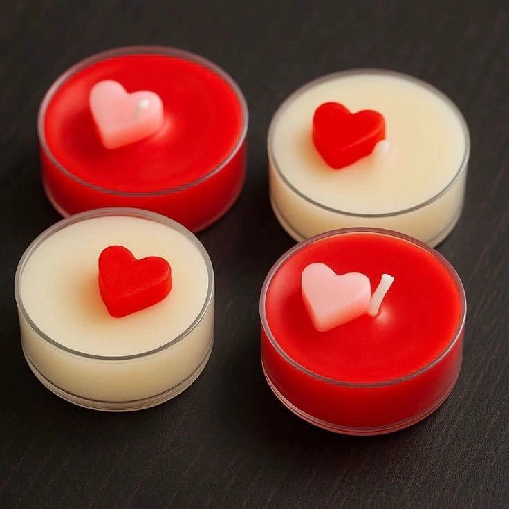 White heart Red heart rose scented Tealight candle 8pcs