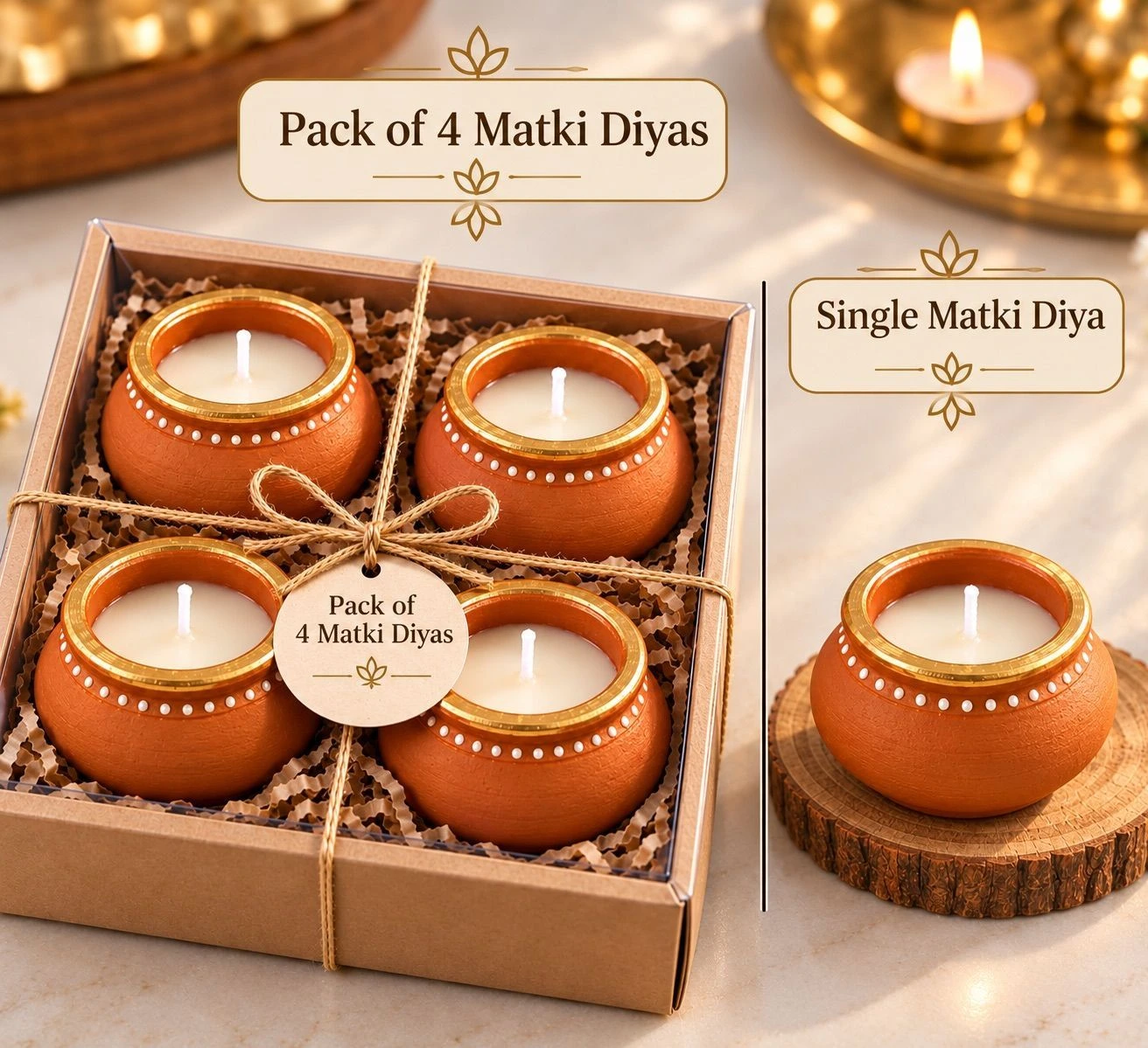 Terracota matka candle lemongrass scented 4pcs
