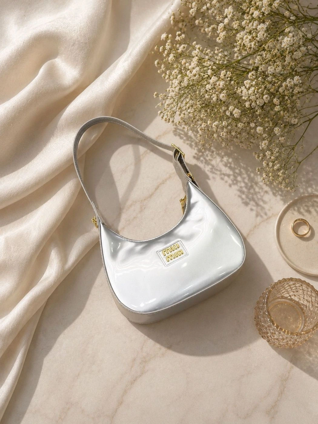 Miu Miu Metallic Silver Mini Shoulder Bag