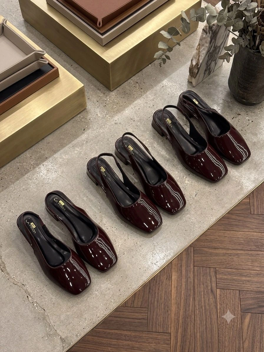 Patent Leather Slingback Block Heels