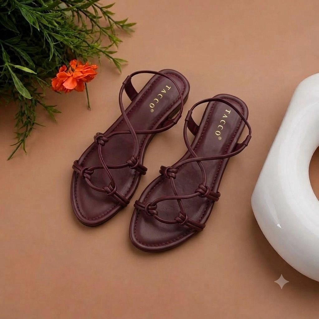 Cross-Strap Knotted flat sandals