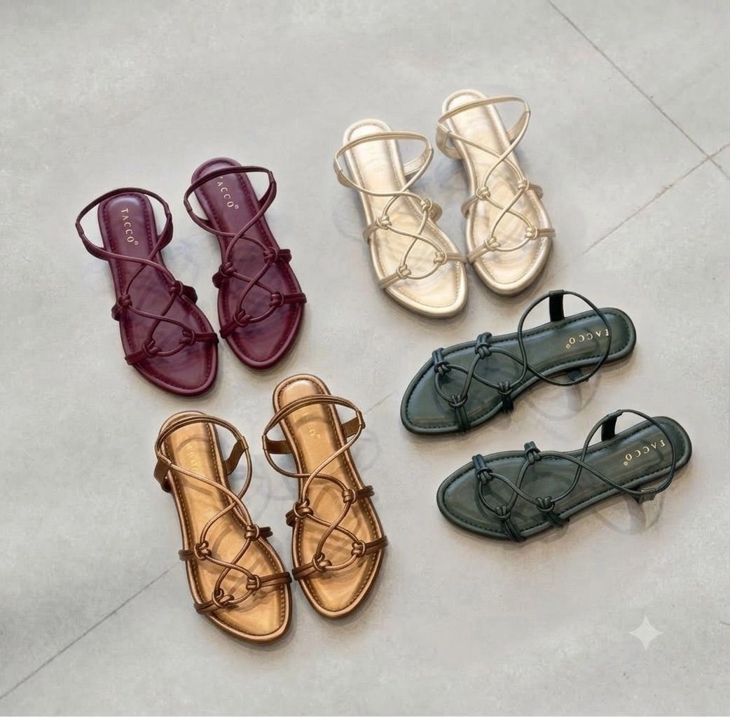 Cross-Strap Knotted flat sandals