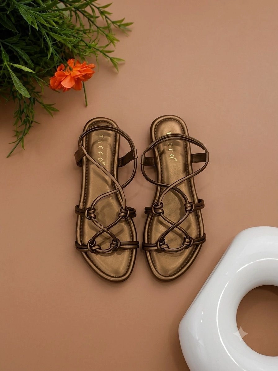 Cross-Strap Knotted flat sandal