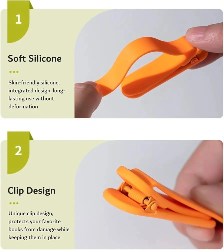 3Pcs Automatic Bookmark, Silicone Smart Book Marks,Cute Unique Book Markers Bookmark Clip Reading Accessories Gifts for Book Lovers (1 Yellow+1 Red+1 Blue) 3