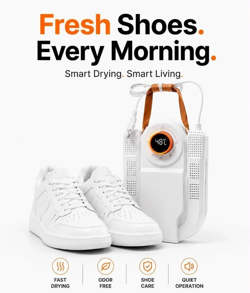Electric Shoe Dryer and Warmer with PTC Heating, UV Sterilisation, 48°C Fast Drying, 360° Warm Air, Intelligent Timer, Foldable and Hanging Design 1