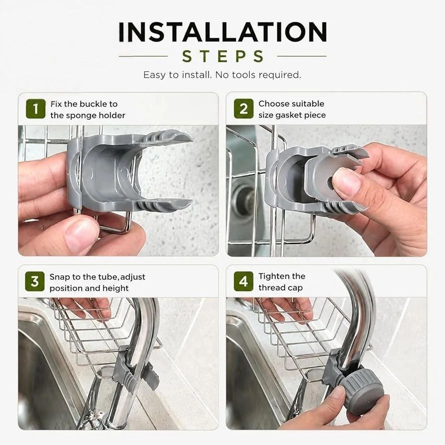 Adjusting Multifunctional Stainless Steel Caddy Over Sink Clamp 7