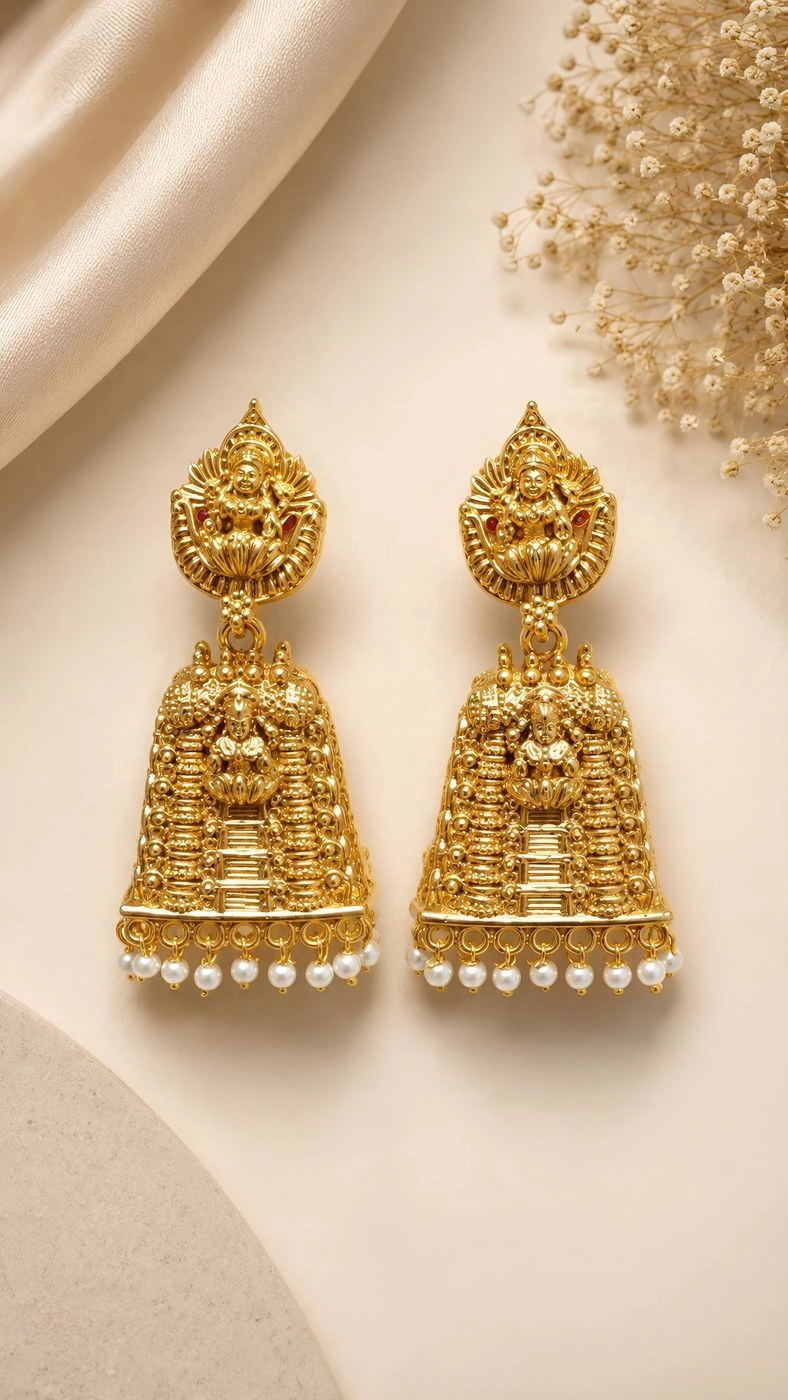 Thirugopuram – Kerala Heritage Temple Jhumka Earrings 3