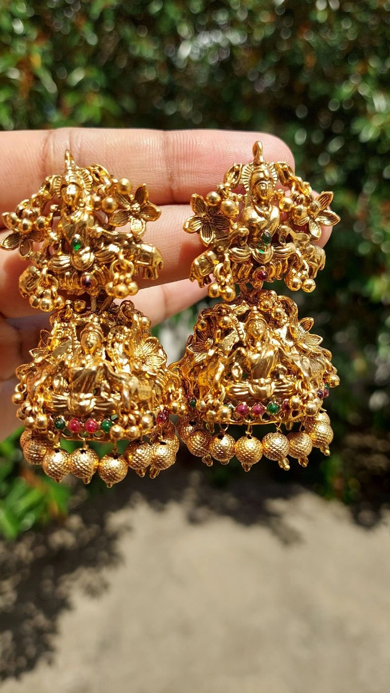 Vaibhavalakshmi – Kerala Heritage Temple Jhumka Earrings 4