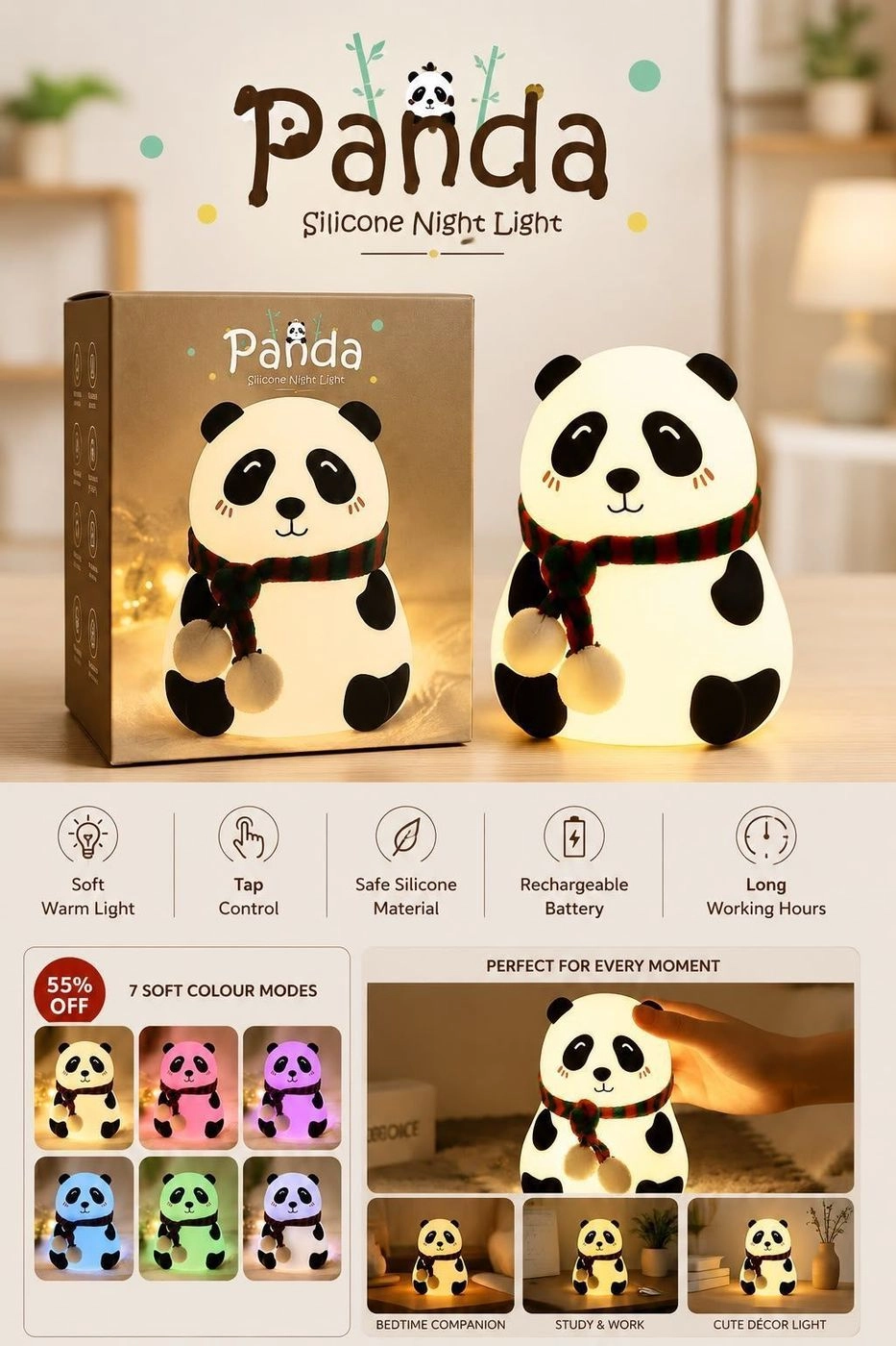 _🐼🌙 Panda Silicone Night Light ✨_*