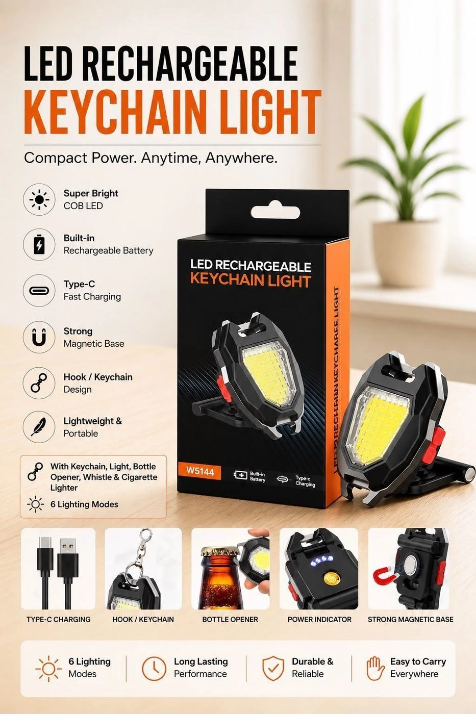 *_💡 LED Rechargeable Keychain Light – W5144_*