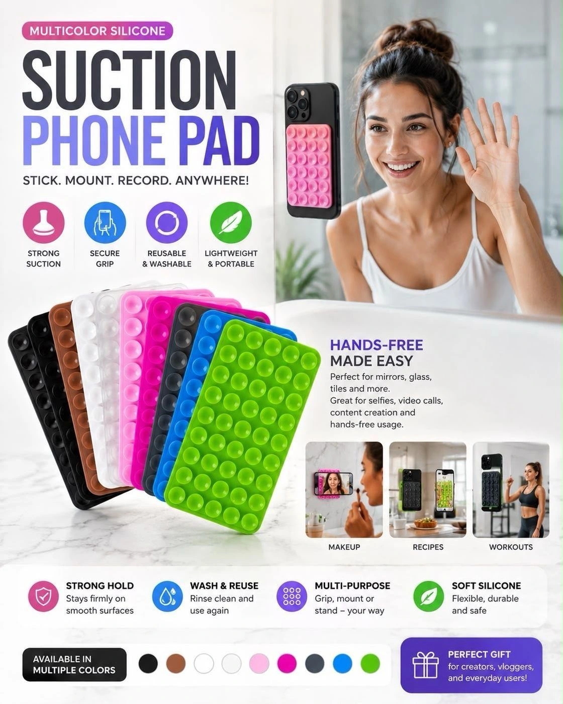 Multi colour silicon  suction phone pad📲