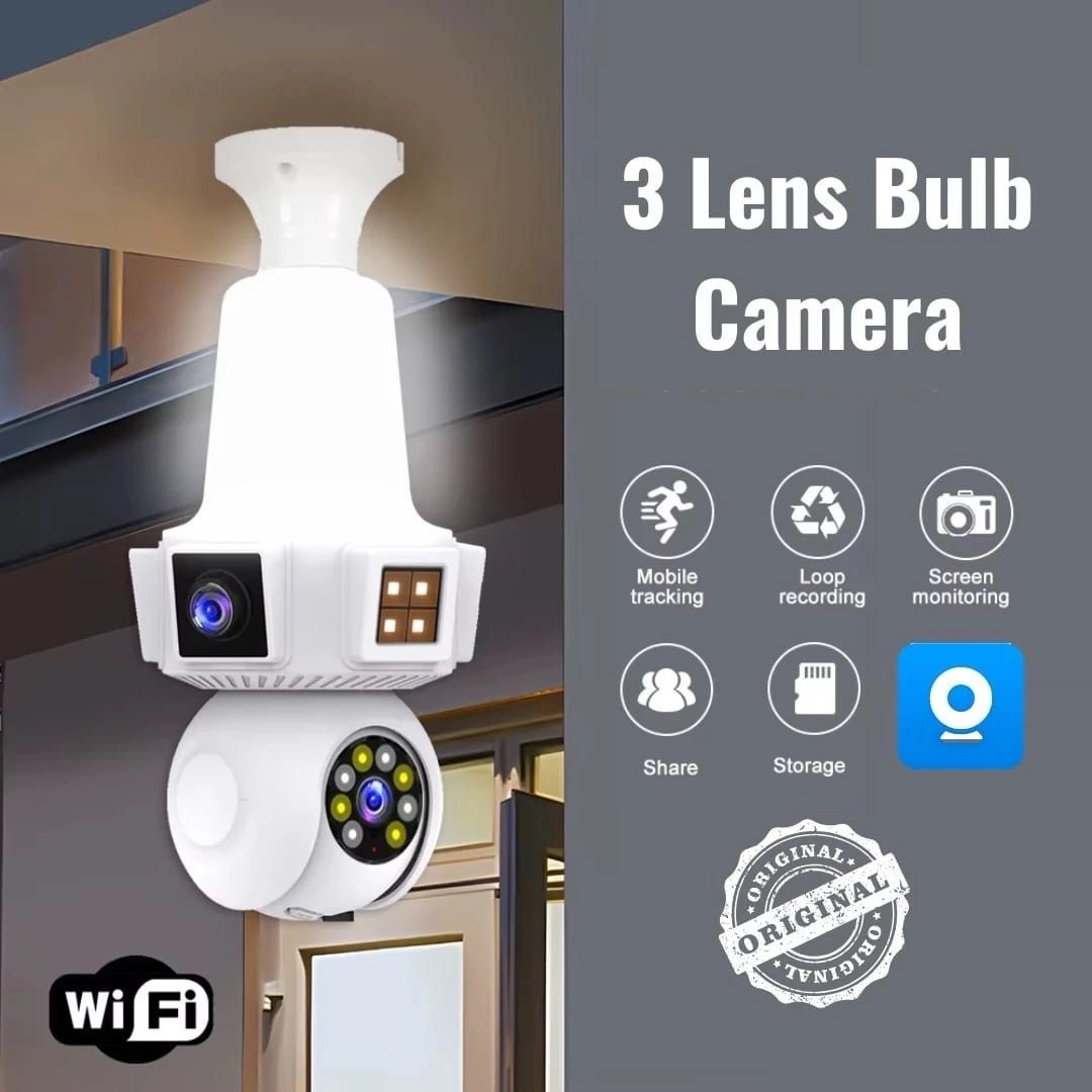 Dynamic Bazar™ 3-Lens Smart Bulb Camera