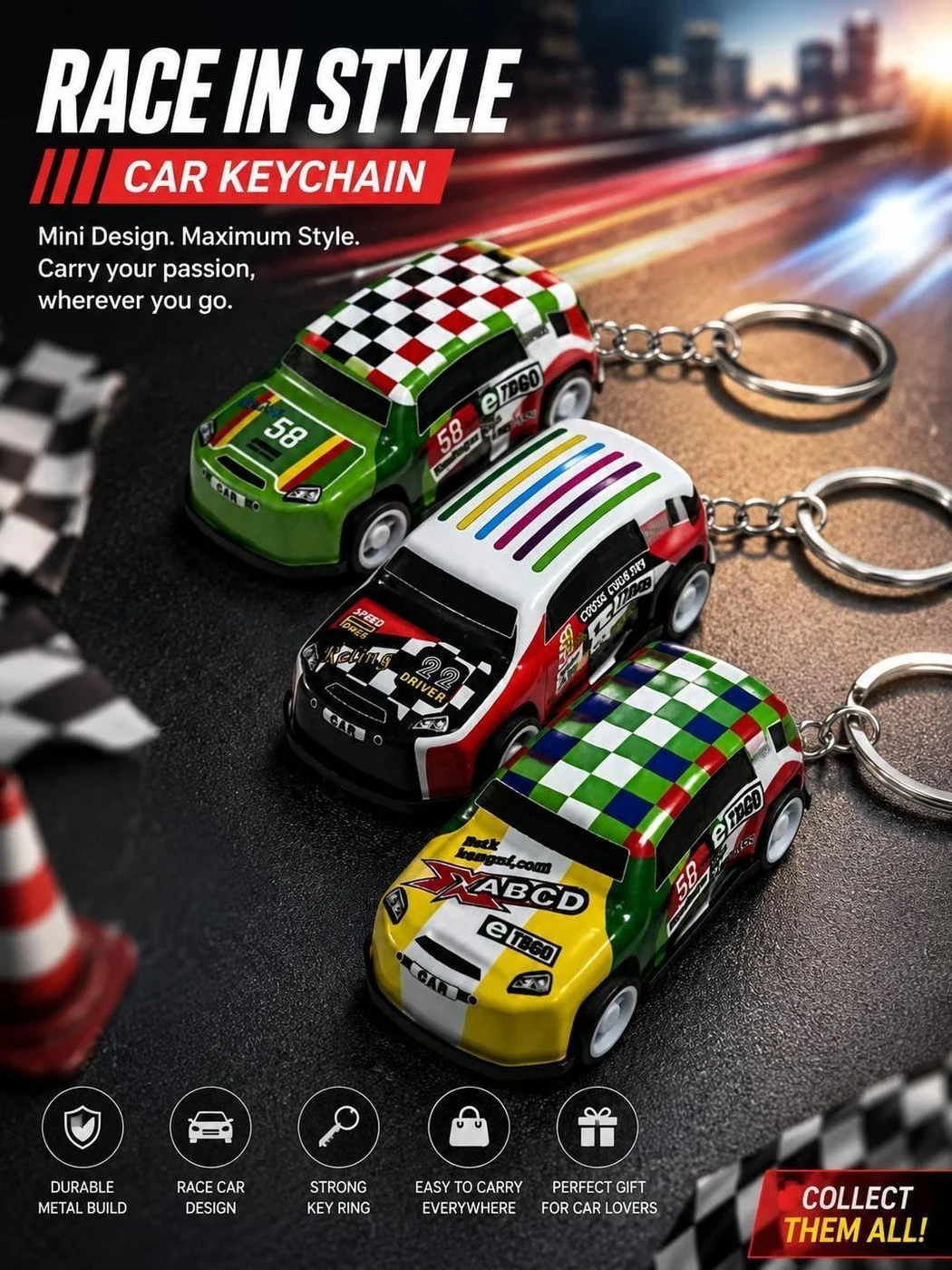 Racing style car keychin🚗🚗 🏃
