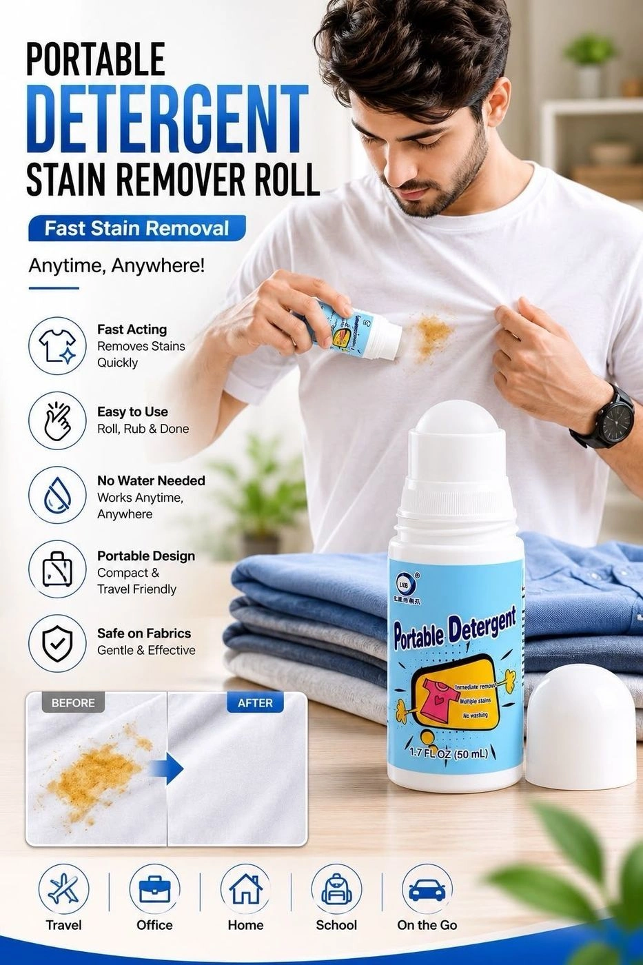 *_🧼 Portable Detergent Stain Remover Roll_*