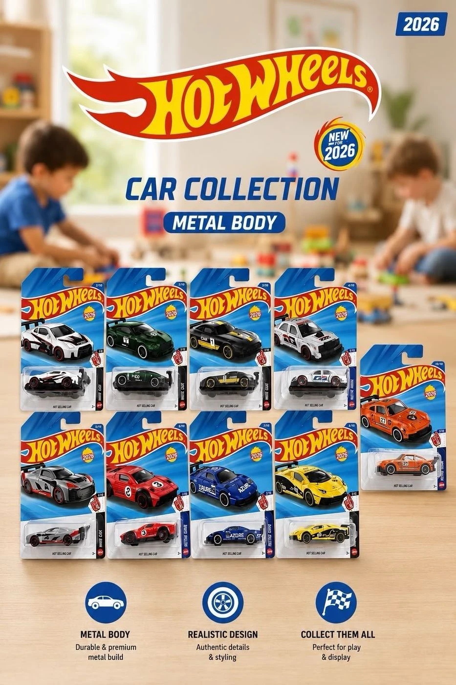 *_🏎️🔥 Hot Wheels 2026 Metal Body Cars 🚗✨_*1/pcs