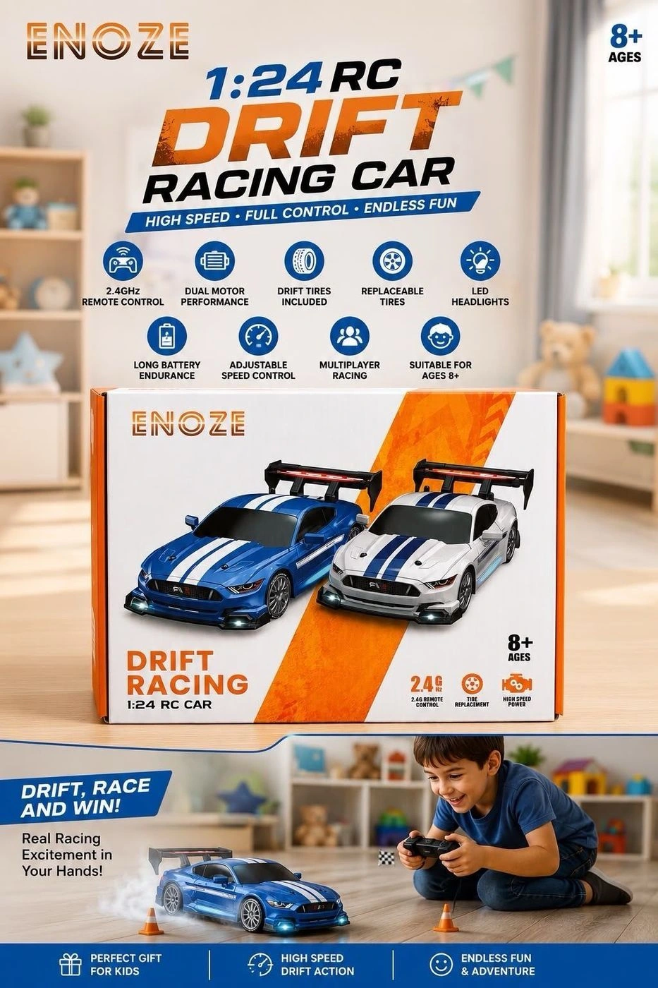 *_🏎️🏁 ENOZE 1:24 RC Drift Racing Car 🚗💨_*