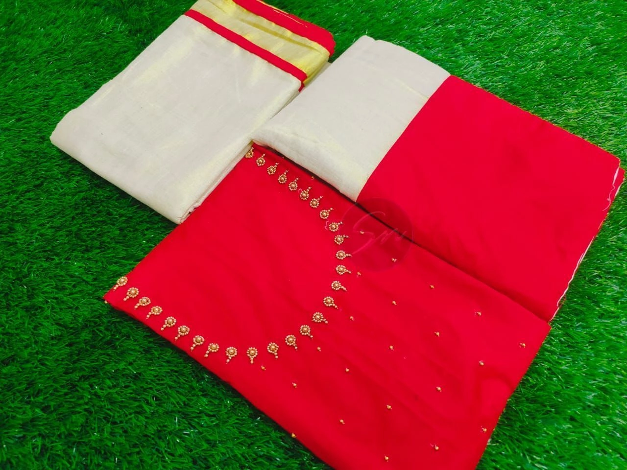 🌼*Dhavani set Handwork*🌼 Onam Special 7