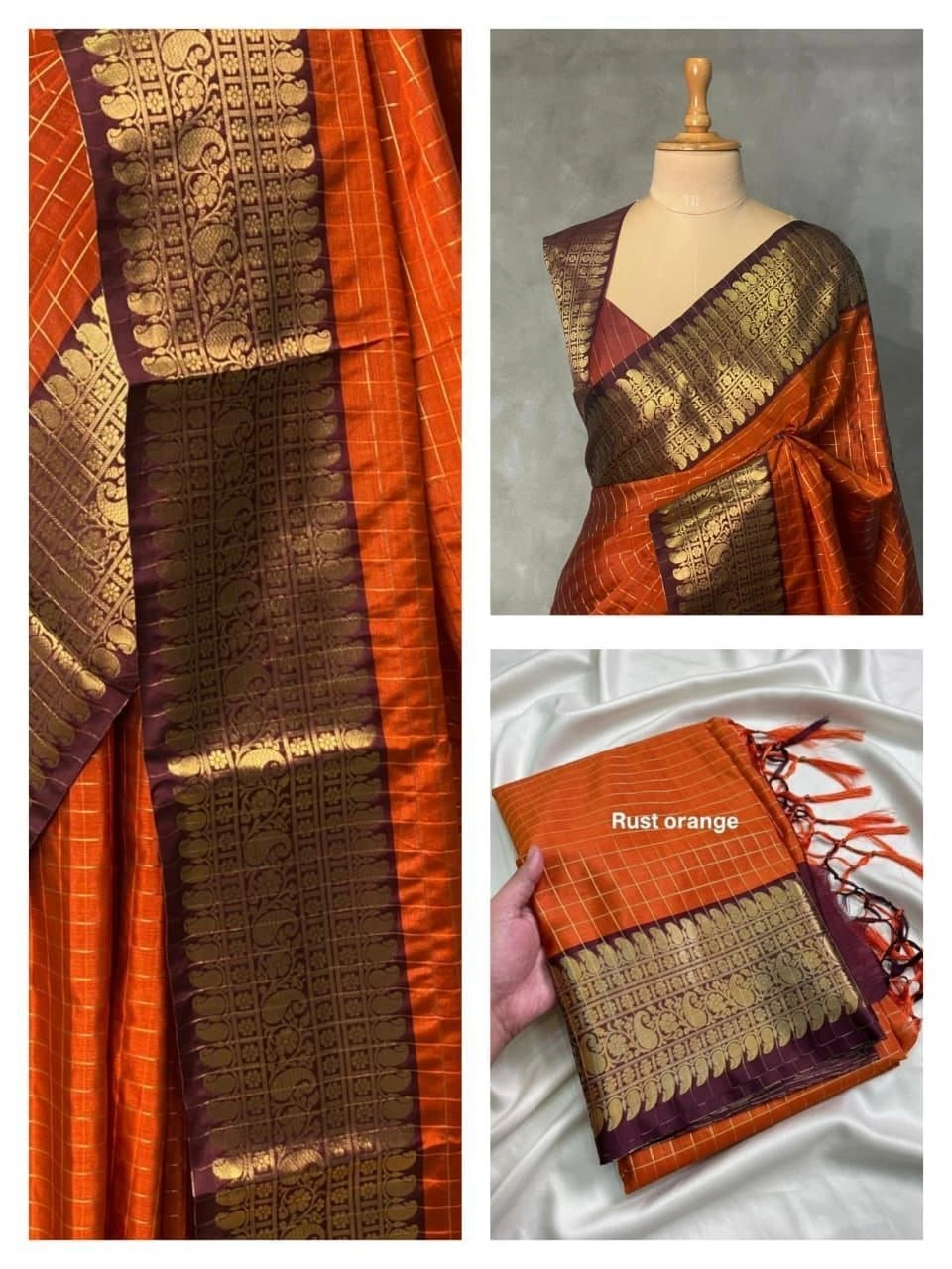 Checks Design Semi Kanchi Sarees* 4
