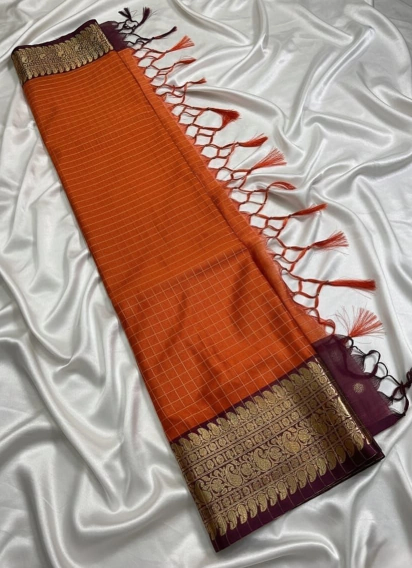 Checks Design Semi Kanchi Sarees* 5