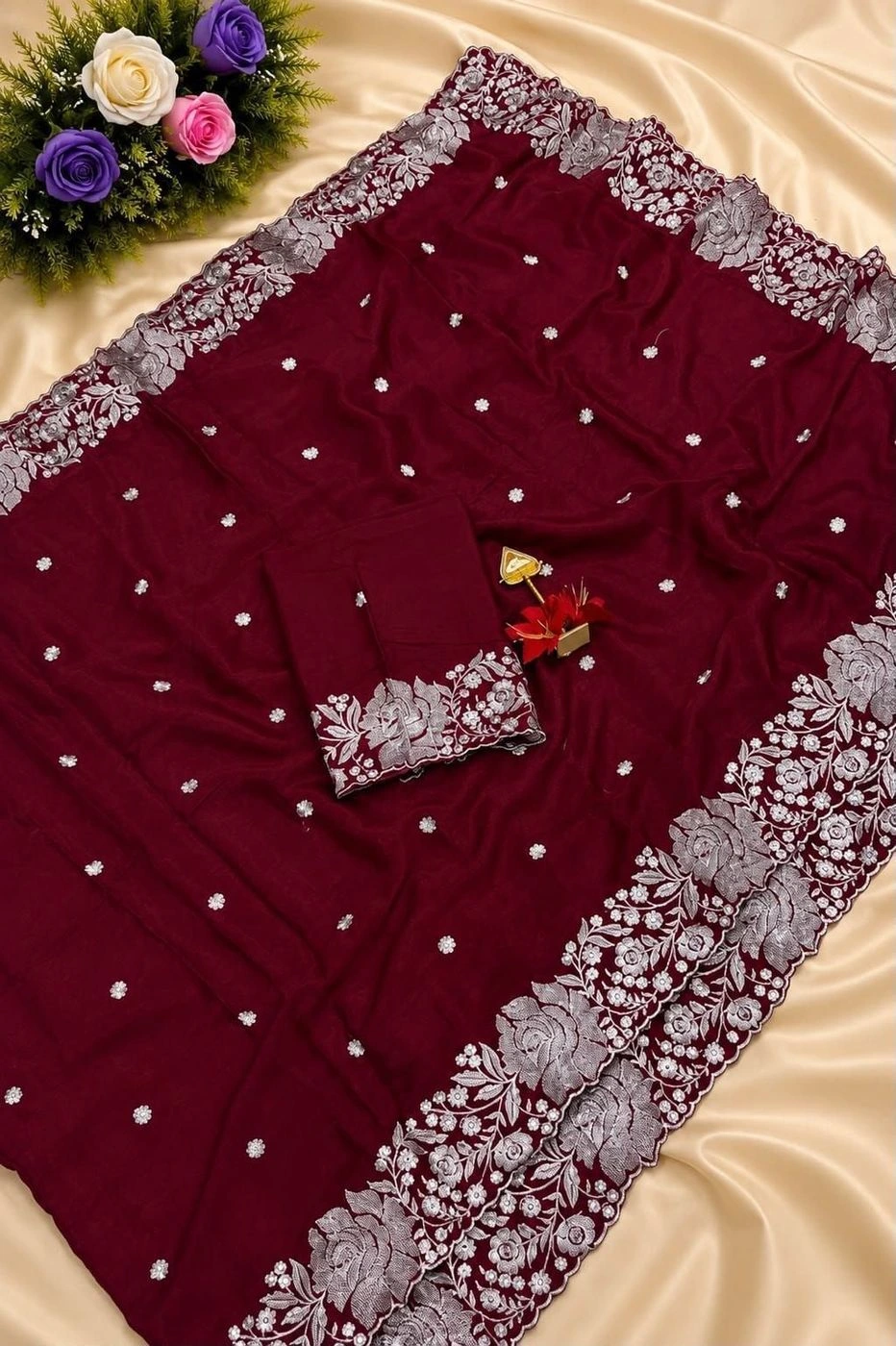 *PREMIUM QUALITY CHOCO FANCY SAREES** 4