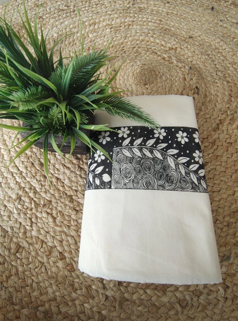 Elegant Printed Cotton Settu Mundu With Matching Blouse Piece ( Blouse Piece extra ₹180) 5