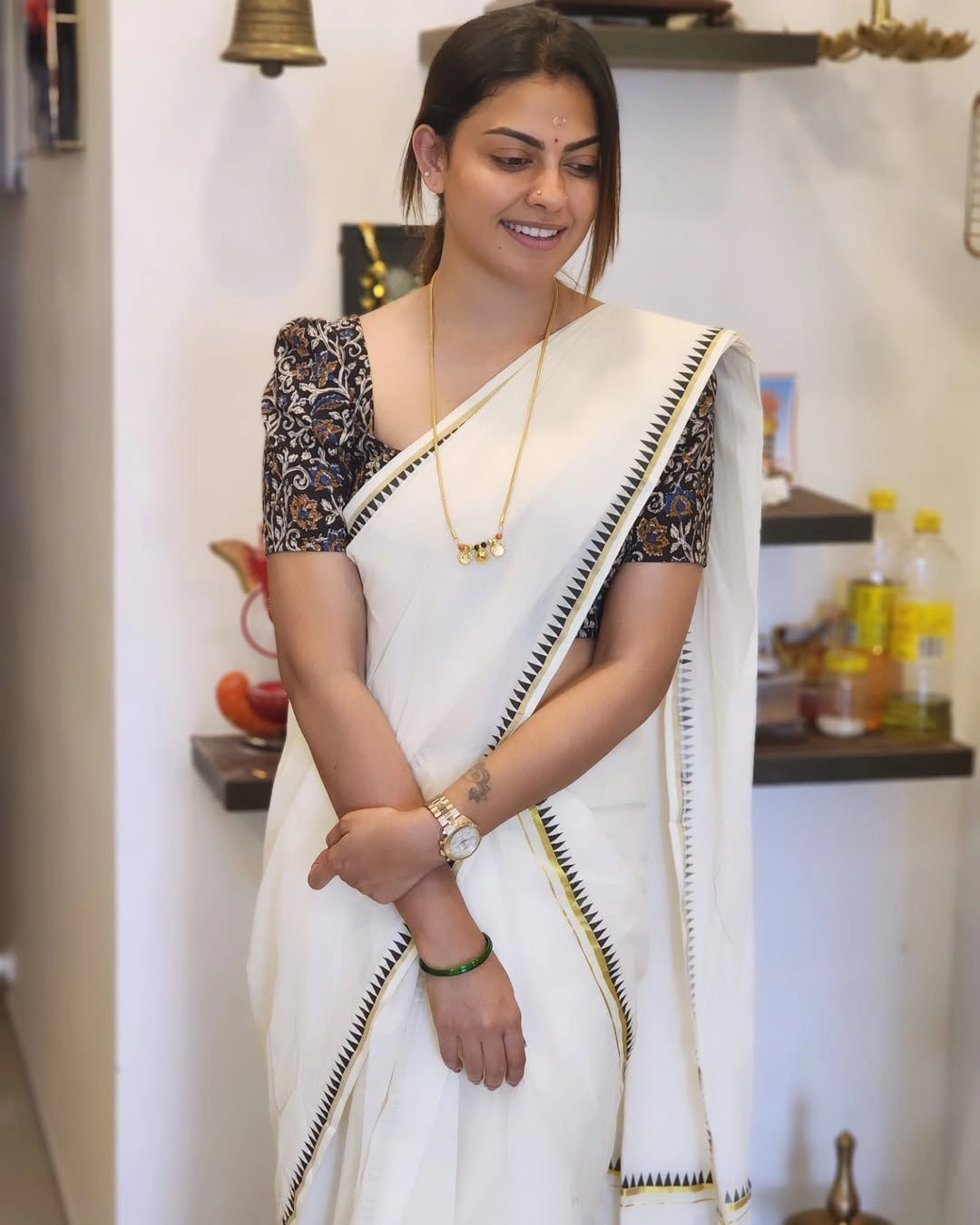 Anu Shree inspired temple set mundu 1