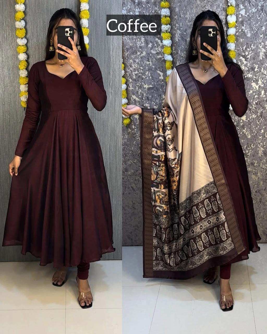 Beautiful Anarkali with trending kalamkari dupatta* 2
