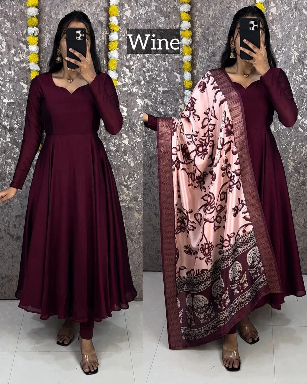 Beautiful Anarkali with trending kalamkari dupatta* 4