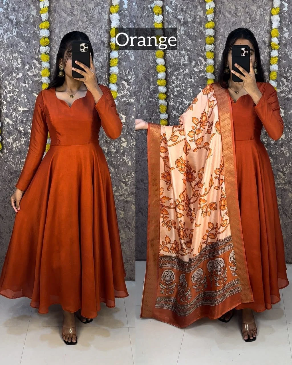 Beautiful Anarkali with trending kalamkari dupatta* 5