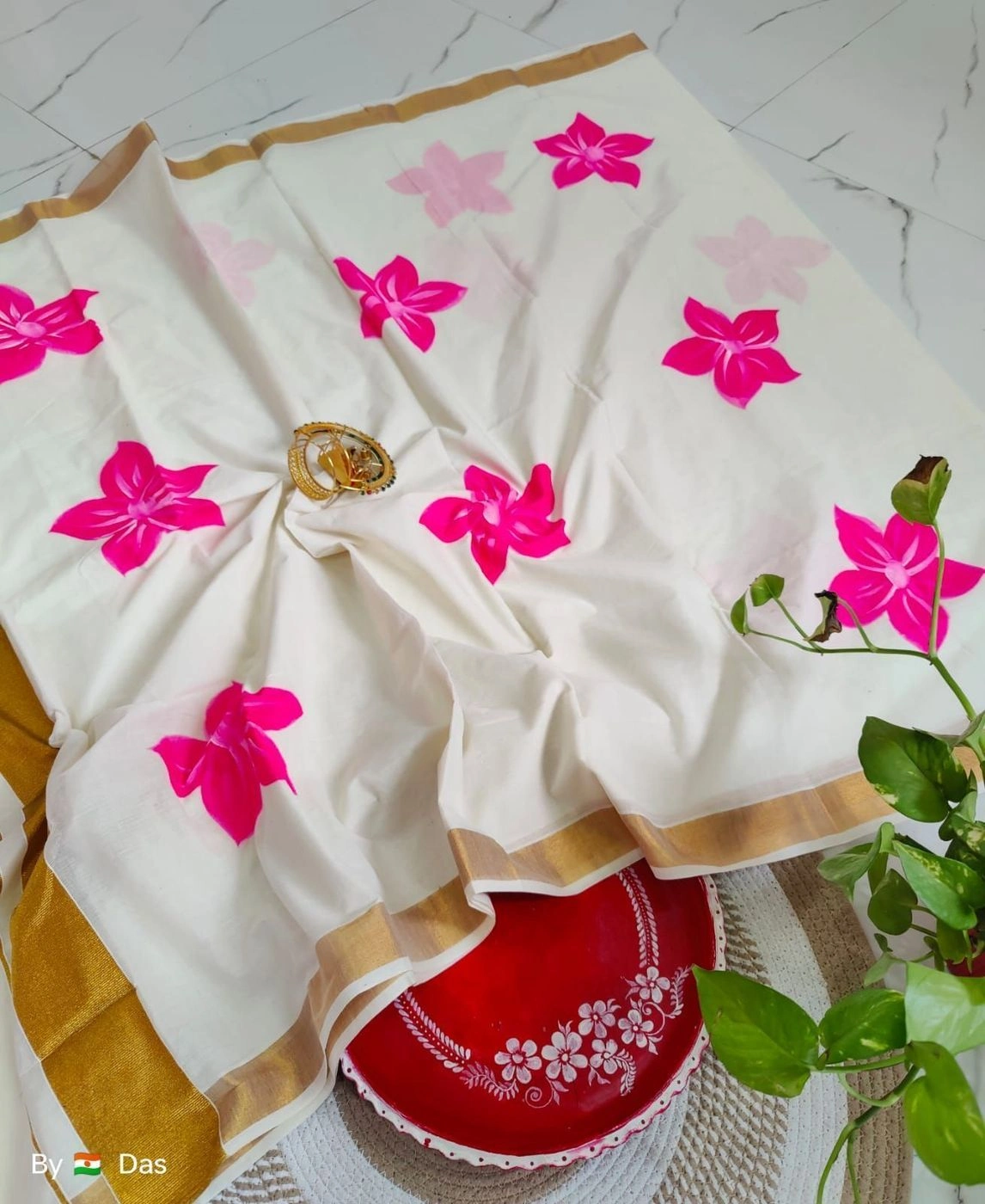 *👉  ONAM Special Collection* Pure cotton hand painted Saree. 1