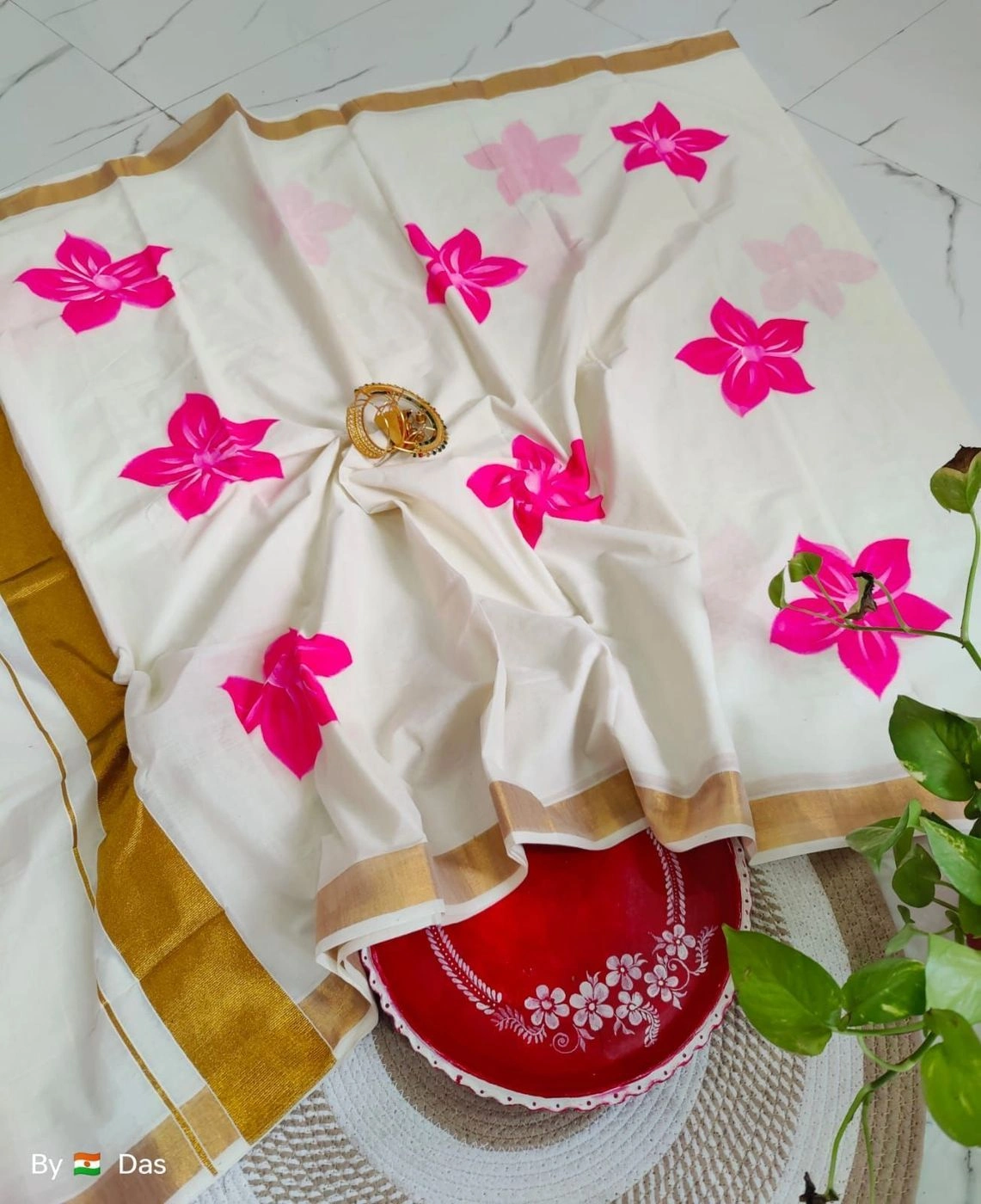 *👉  ONAM Special Collection* Pure cotton hand painted Saree. 3
