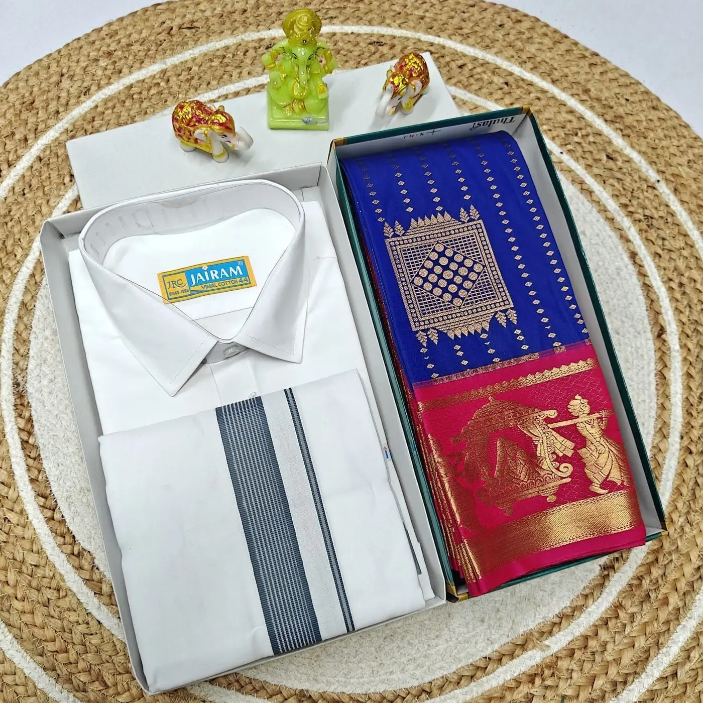 Couple Combo ( Mundu, Shirt + Saree) 8