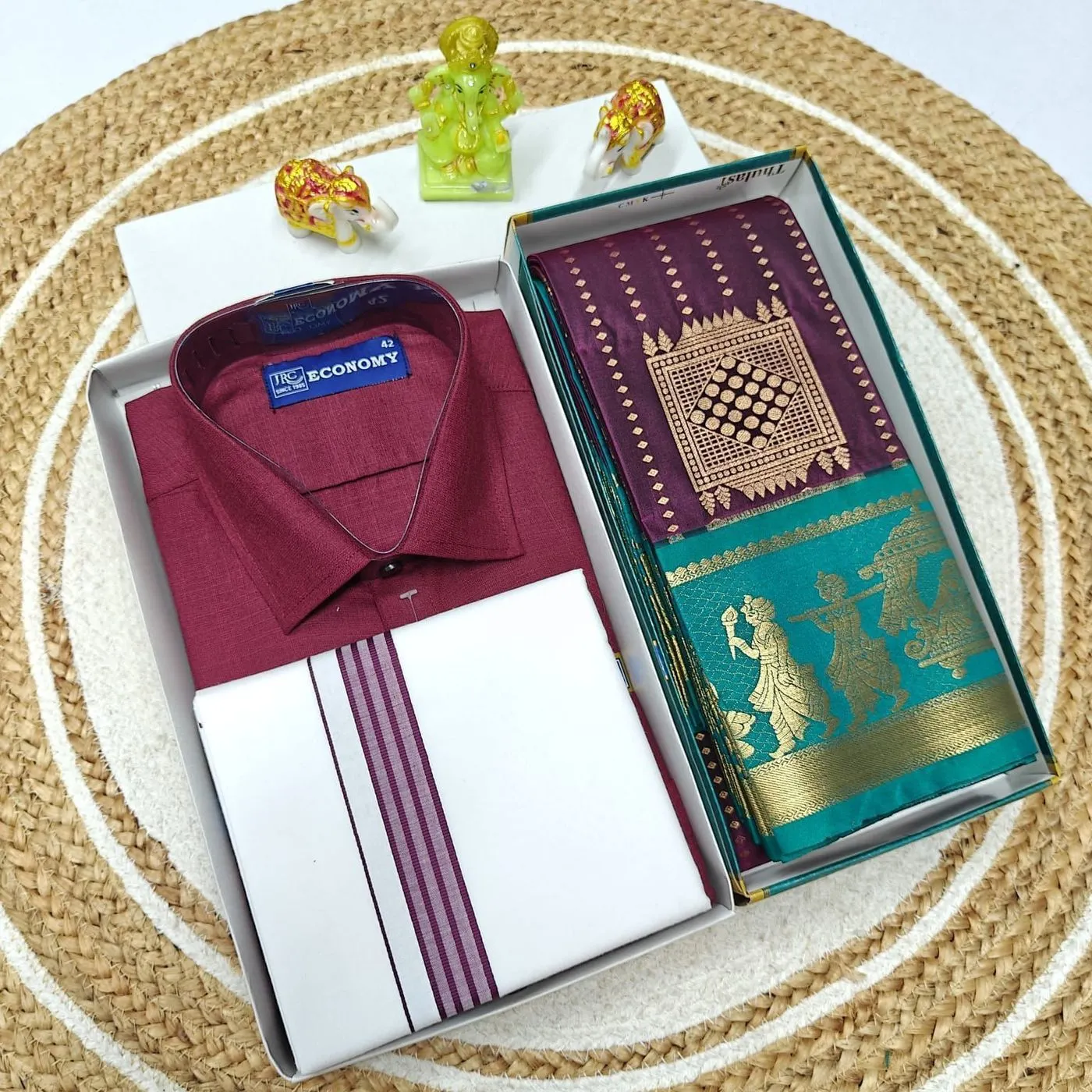 Couple Combo ( Mundu, Shirt + Saree) 9