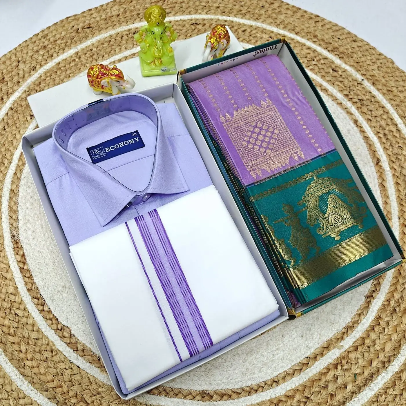 Couple Combo ( Mundu, Shirt + Saree) 12