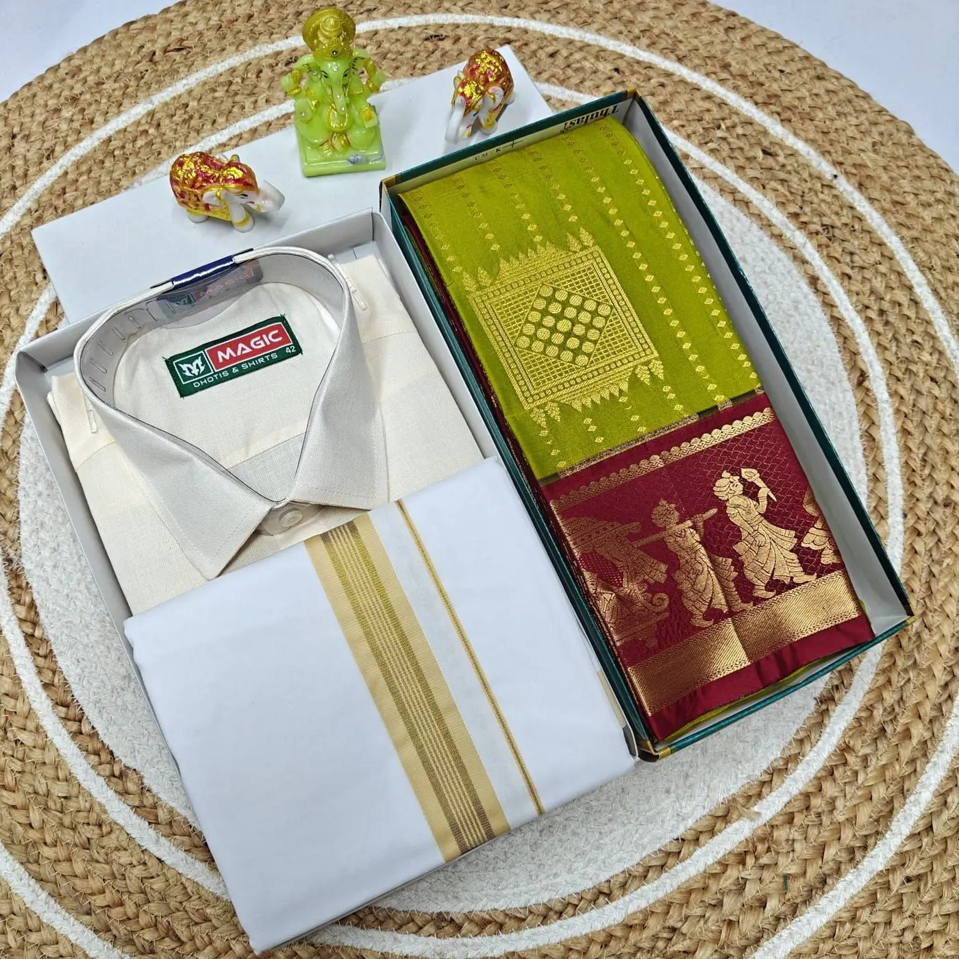 Couple Combo ( Mundu, Shirt + Saree) 13