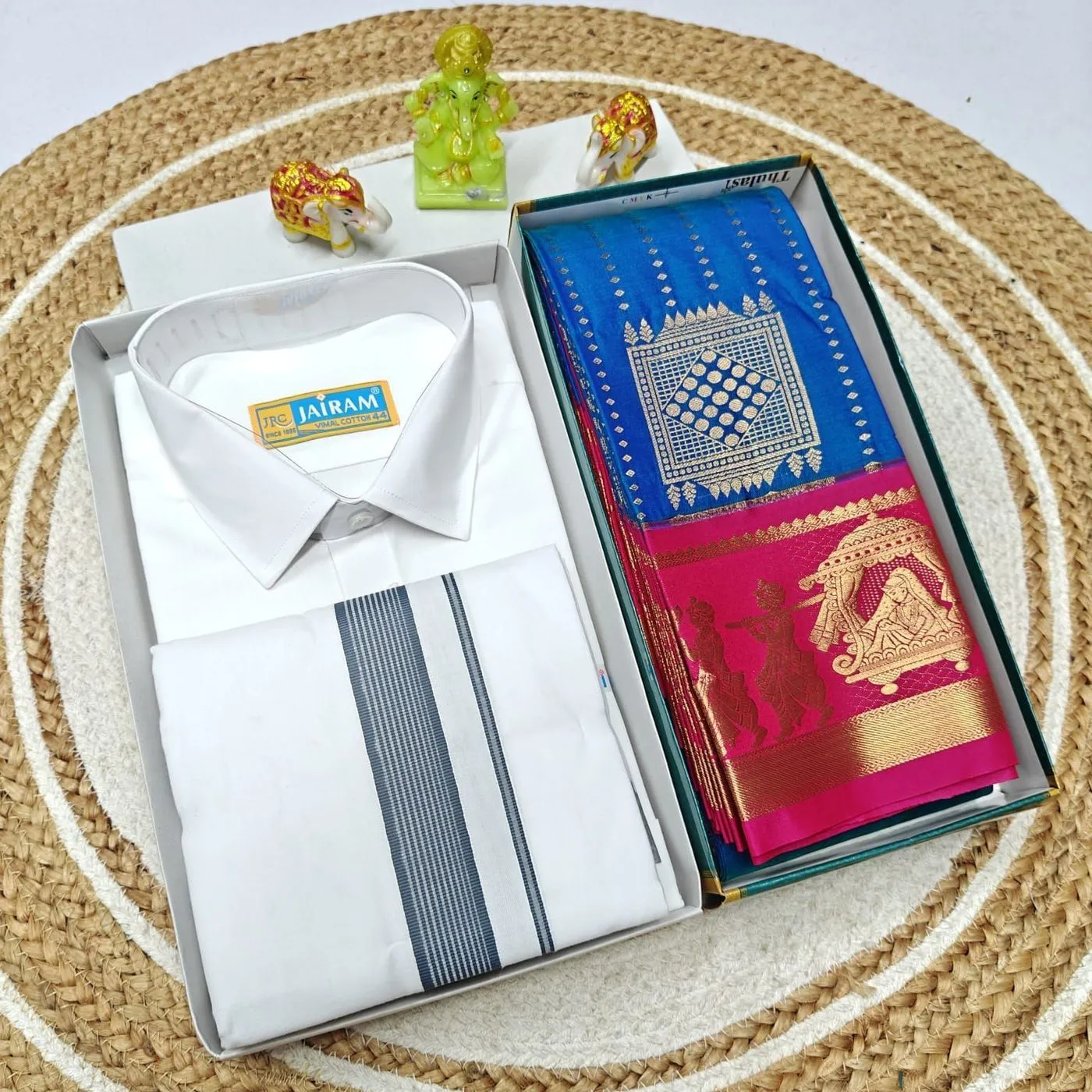 Couple Combo ( Mundu, Shirt + Saree) 14