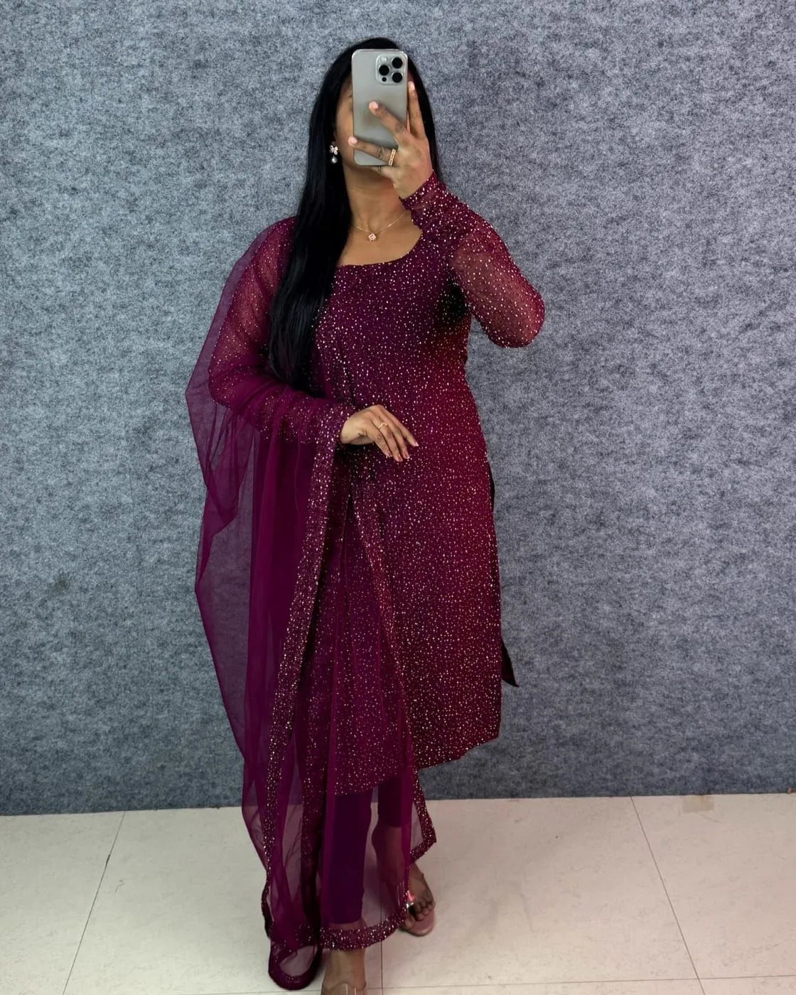 Beautiful Anarkali with trending kalamkari dupatta* 3