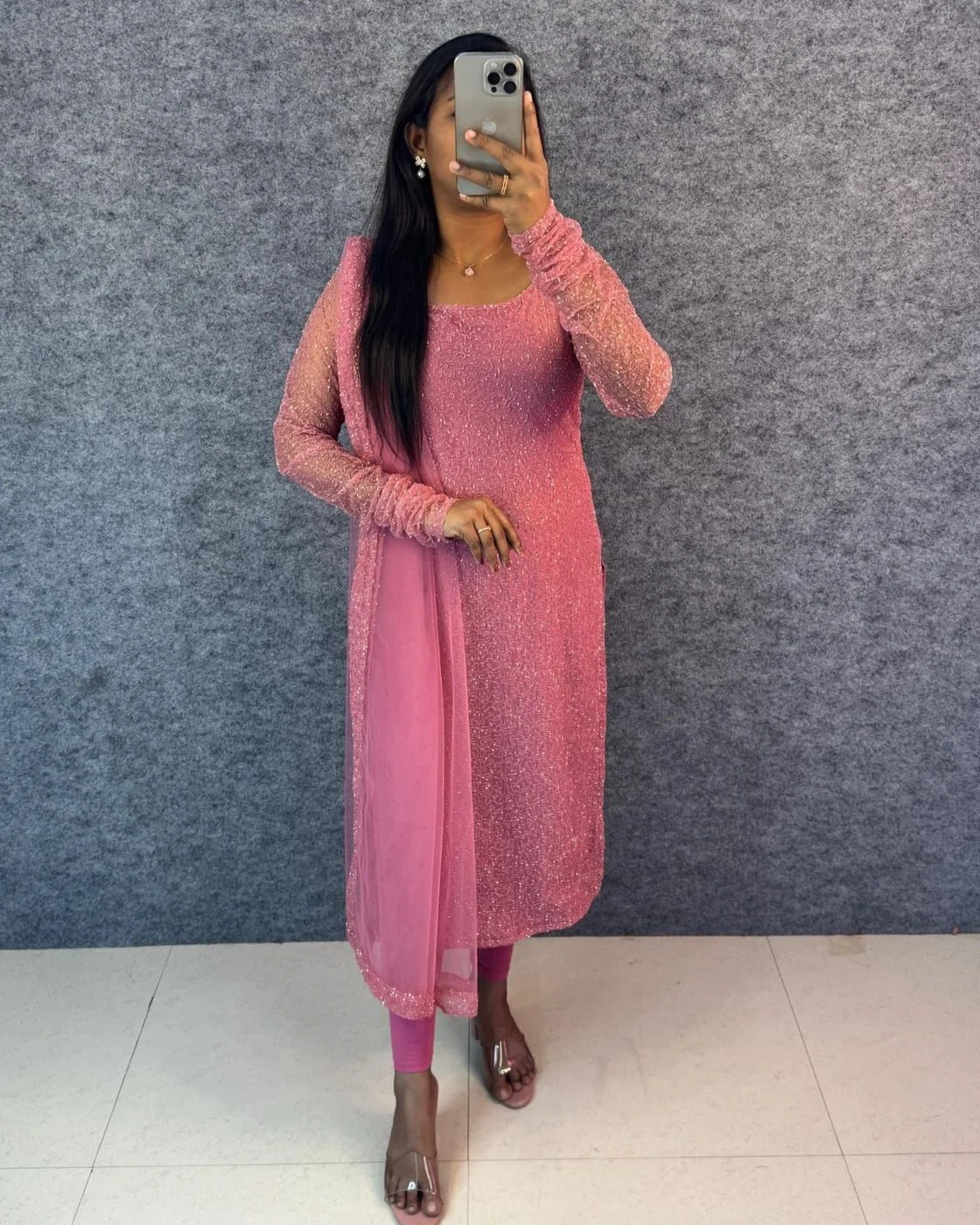 Beautiful Anarkali with trending kalamkari dupatta* 6