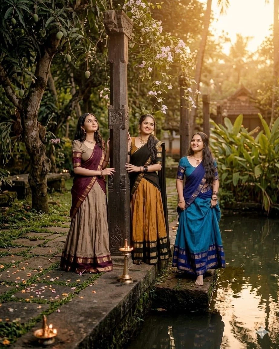 Kanjivaram Lehenga with Blouse, Dupatta, Drawstring. 4