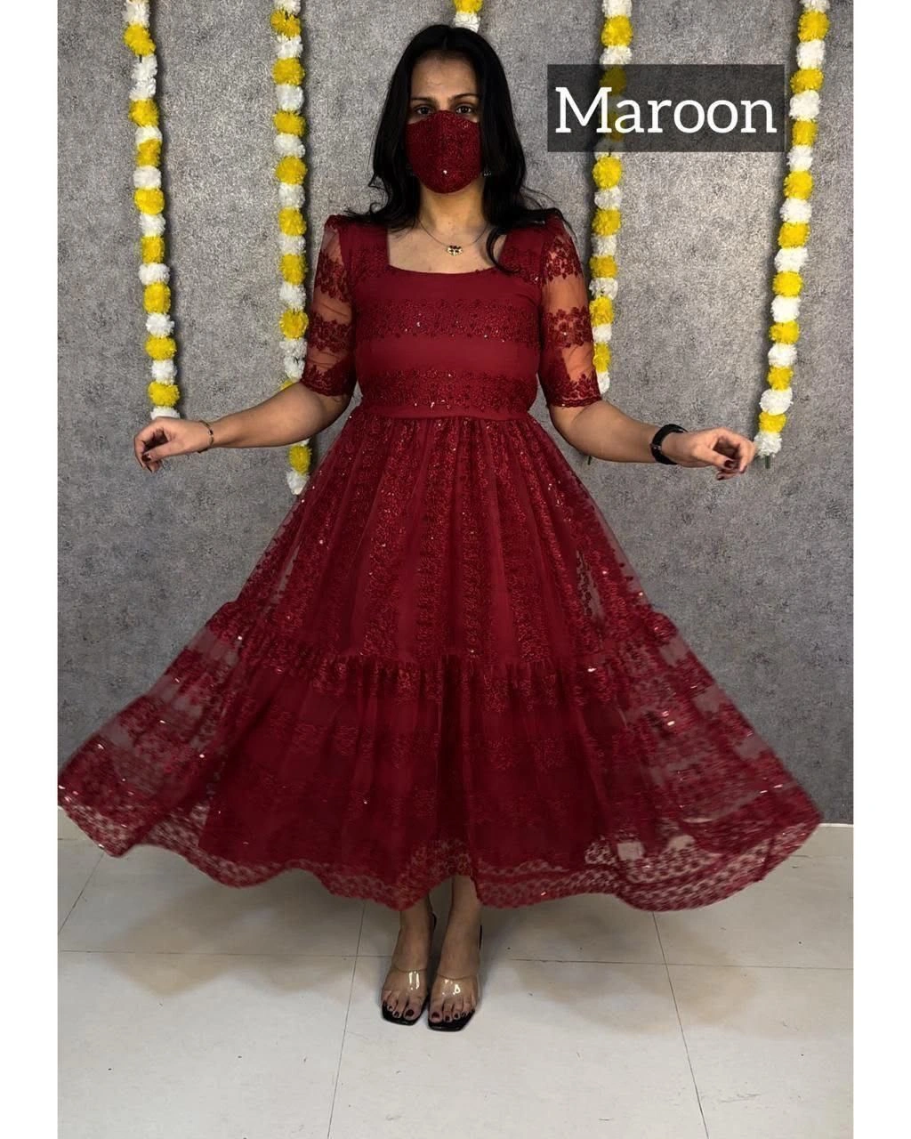 Beautiful flower-embroidery work frocks 6