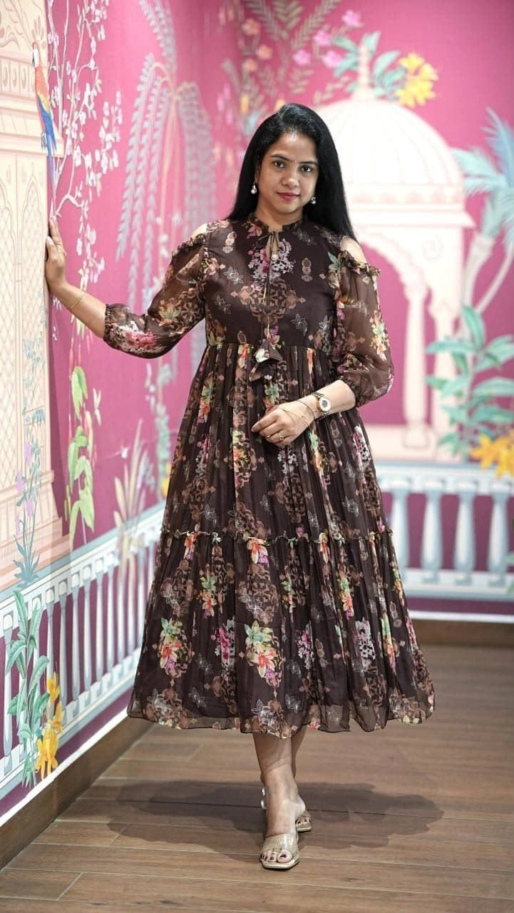 NEW GEORGETTE PRINTED GOWN DRESS* 3