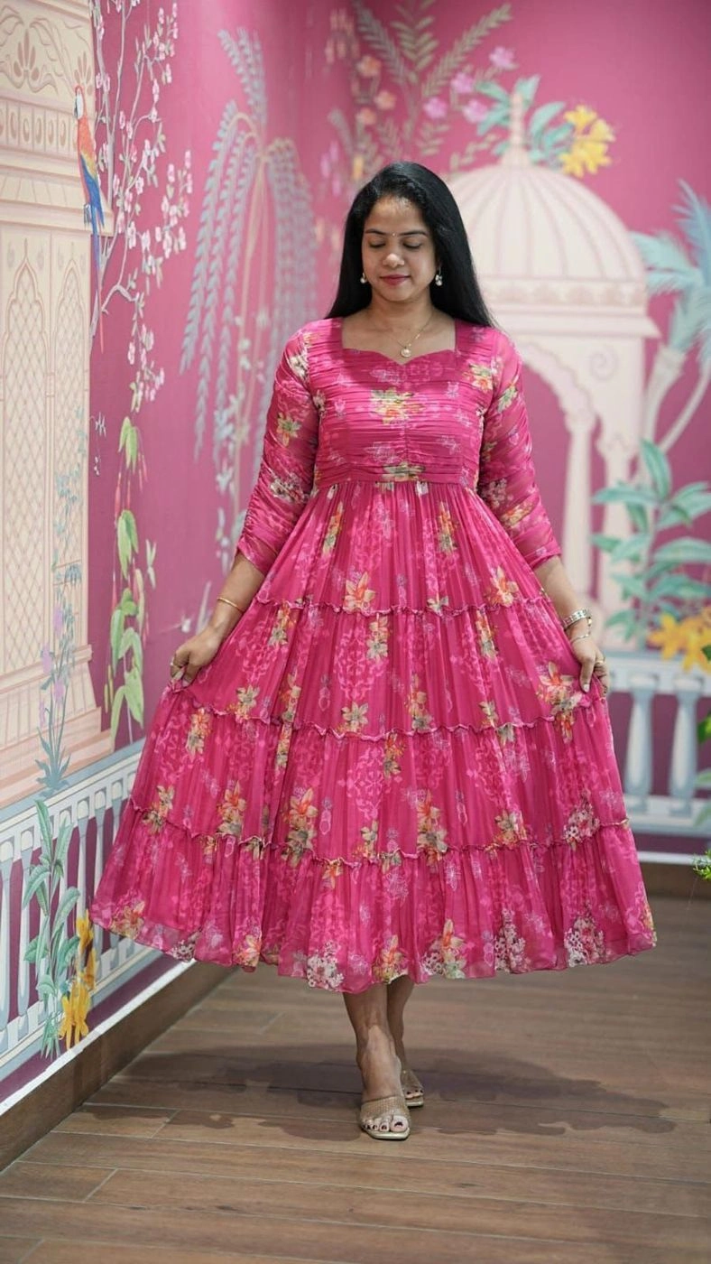 NEW GEORGETTE PRINTED GOWN DRESS* 5