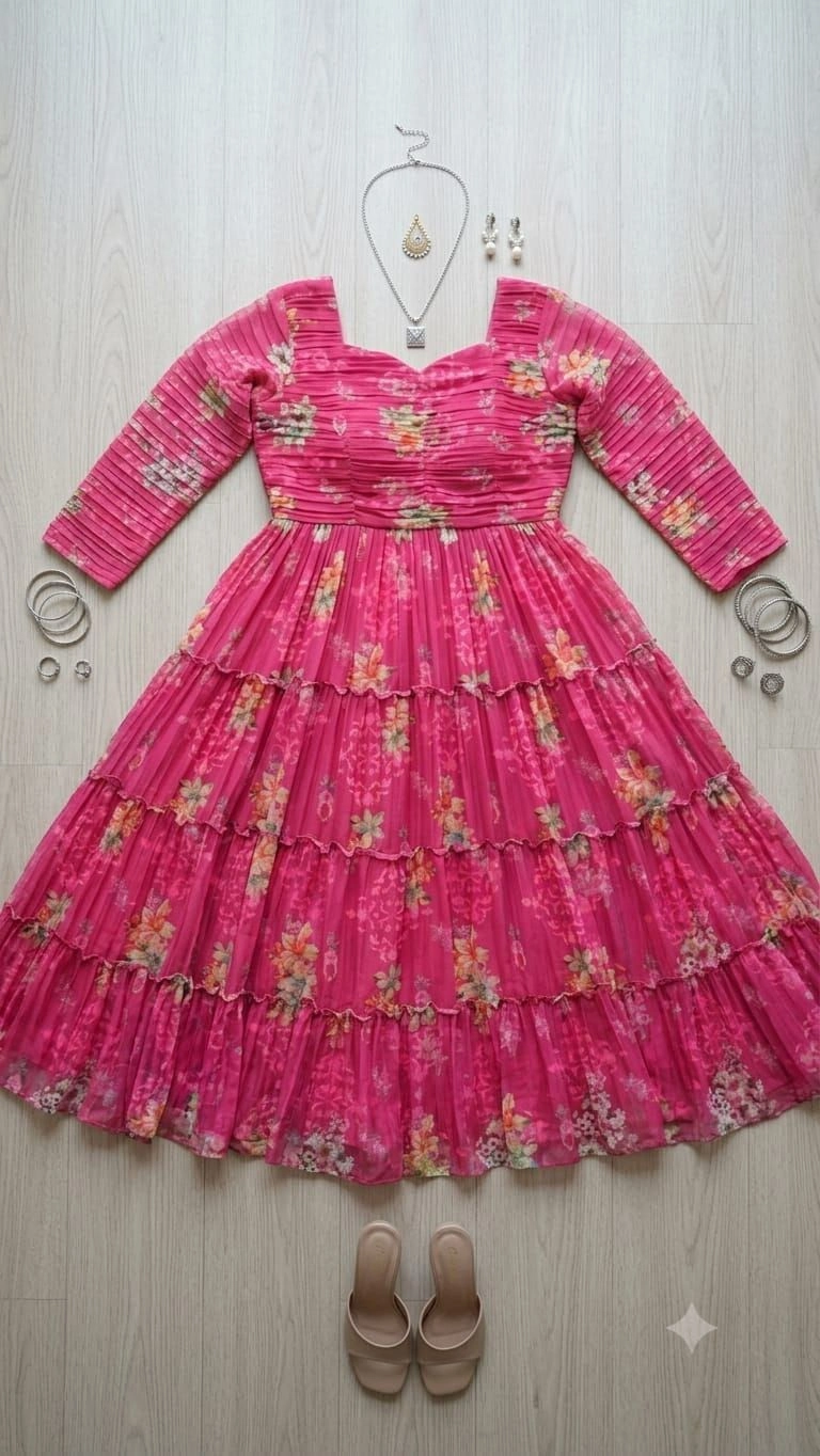 NEW GEORGETTE PRINTED GOWN DRESS* 8