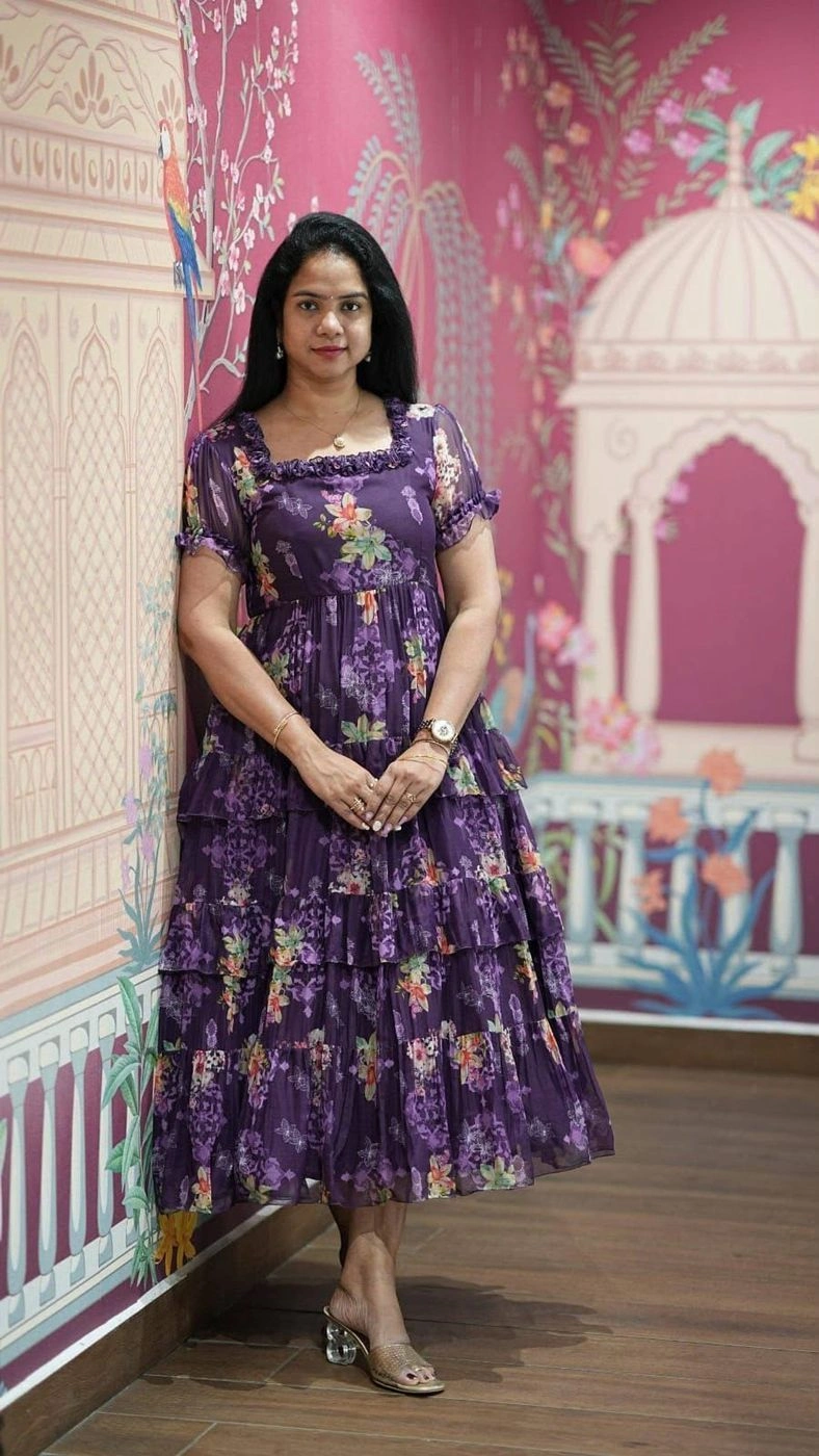 NEW GEORGETTE PRINTED GOWN DRESS* 10