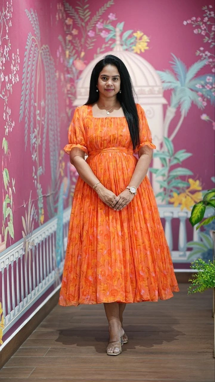 NEW GEORGETTE PRINTED GOWN DRESS* 11