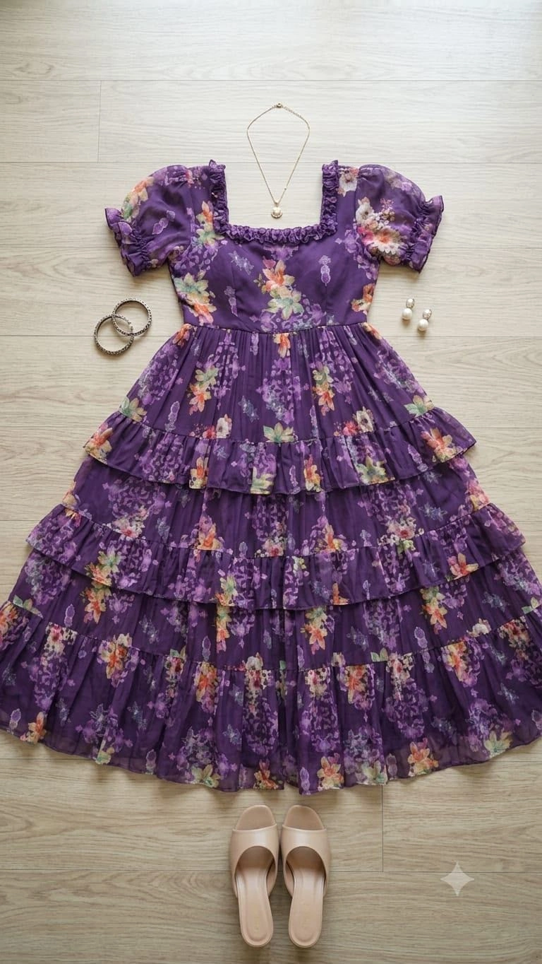 NEW GEORGETTE PRINTED GOWN DRESS* 12