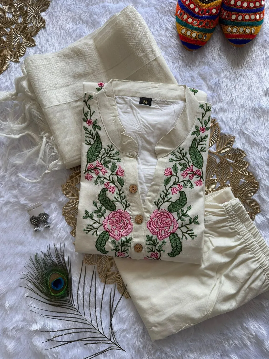 New Khadi Cotton Kurti set (Top-Bottom-Dupatta 3 pcs)* 2