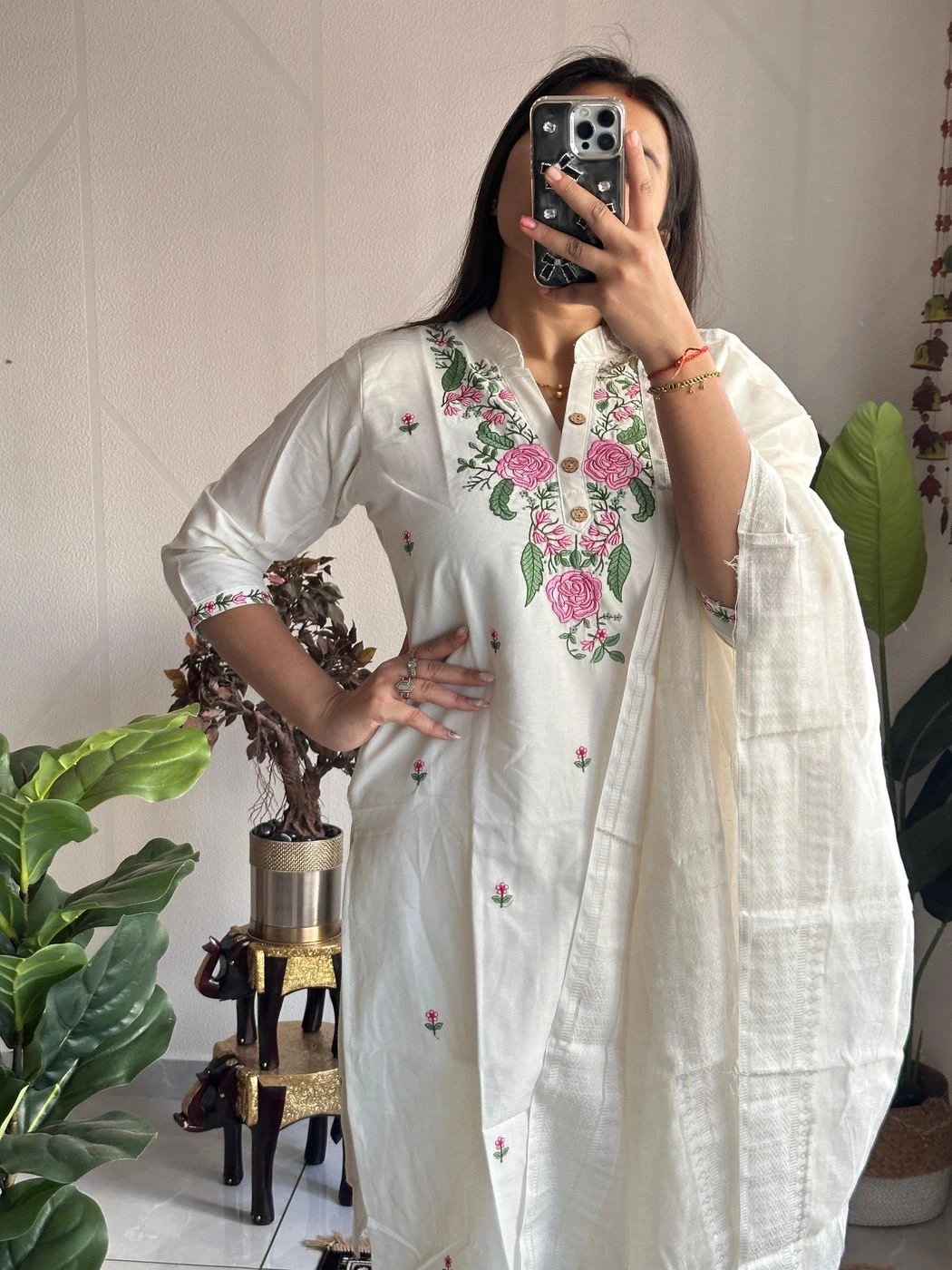 New Khadi Cotton Kurti set (Top-Bottom-Dupatta 3 pcs)* 3