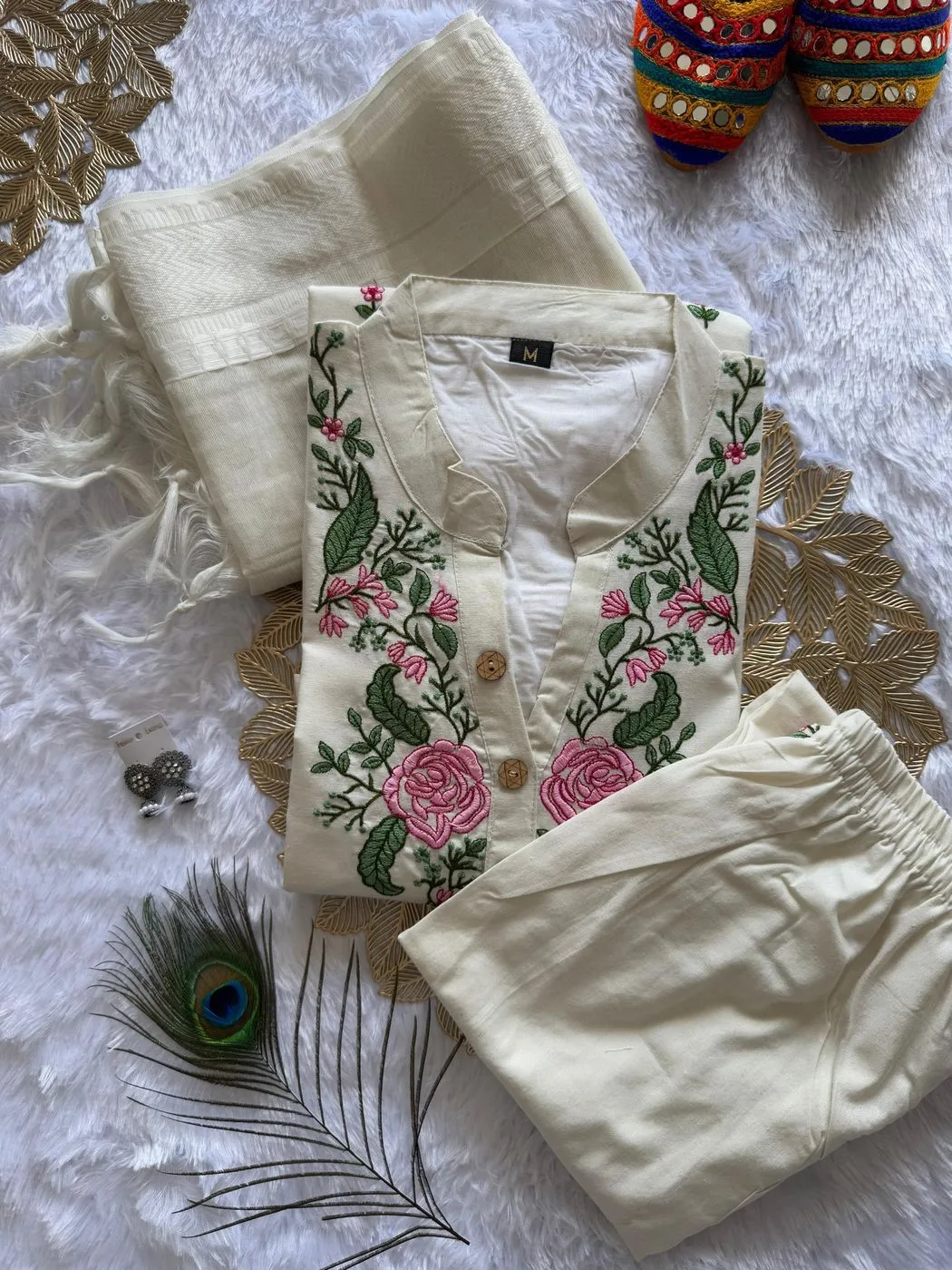 New Khadi Cotton Kurti set (Top-Bottom-Dupatta 3 pcs)* 4